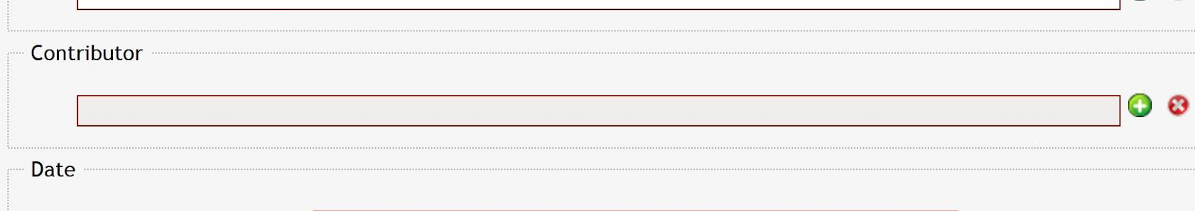 Contributor: polje za vpisovanje metapodatkov.