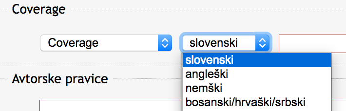 Coverage: izbor kontroliranega vokabularja za jezik