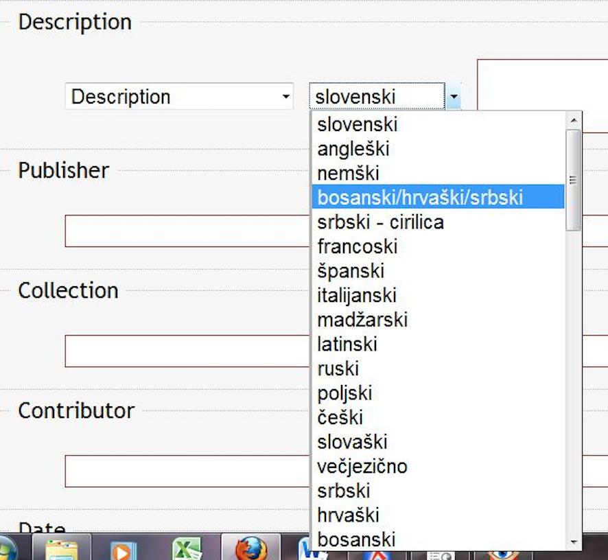 Sklop Description: Izbira jezikovnega atributa.