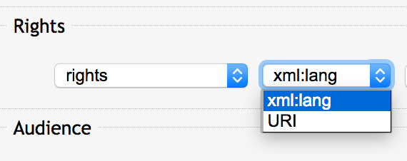 Izbor atributa za avtorske pravice.