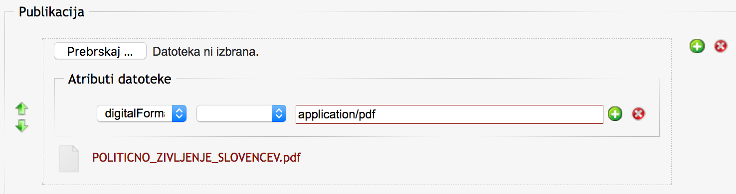 Nalaganje datotek: primer naložene PDF publikacije.
