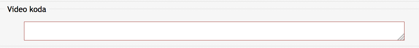 Polje za vnos video kode.