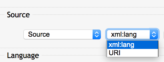 Izbor atributov za source.