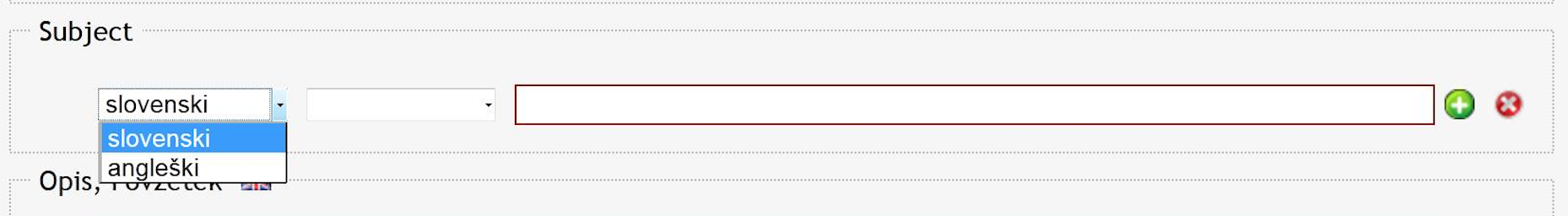 Subject: Izbira slovenskega ali angleškega jezika.